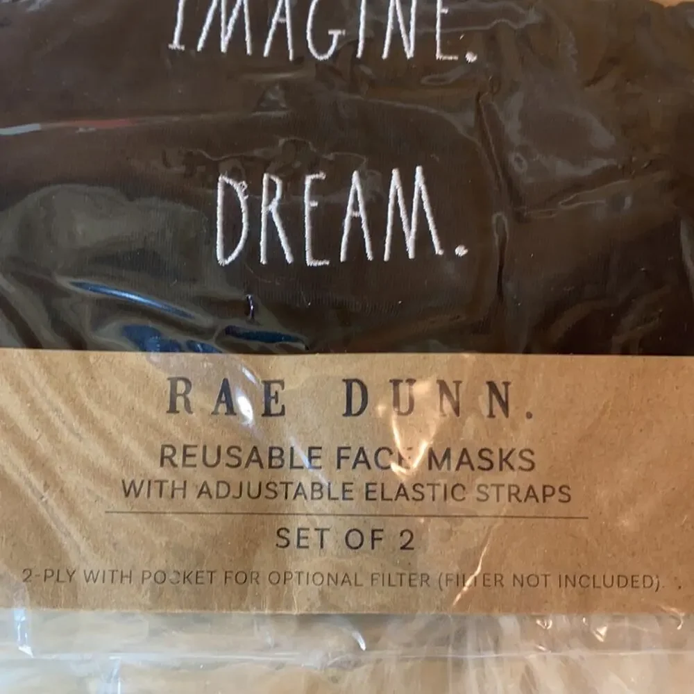 Rae Dunn Imagine. Dream. Reusable Face Masks Set